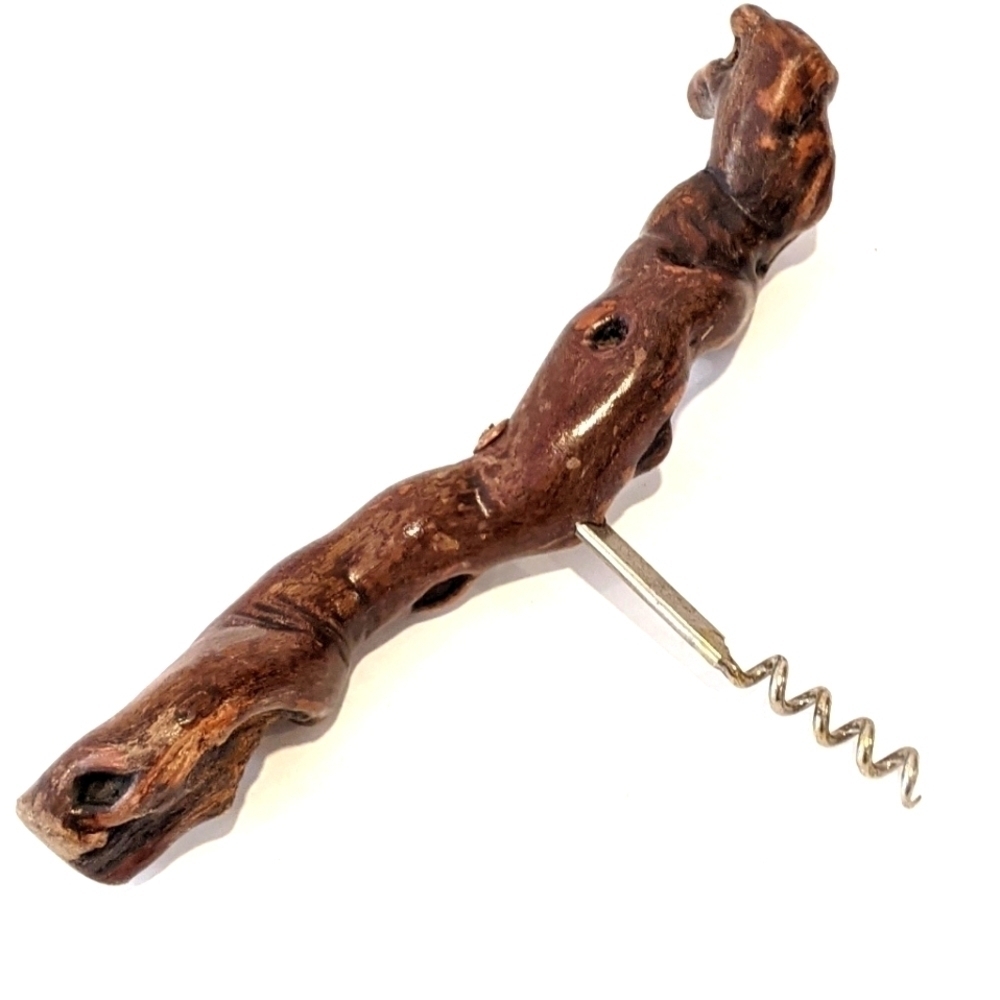 Vintage 50's Gnarled Grapevine Wood Corkscrew